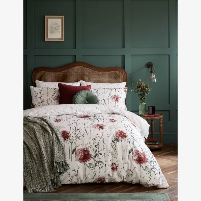 Marks & Spencer Laura Ashley Pure Cotton Pallington Bloom Bedding Set Red Mix