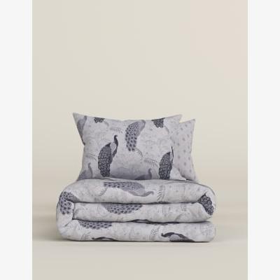 Marks & Spencer M&S  Cotton Blend Peacock Bedding Set - DBL - Grey Mix, Grey Mix