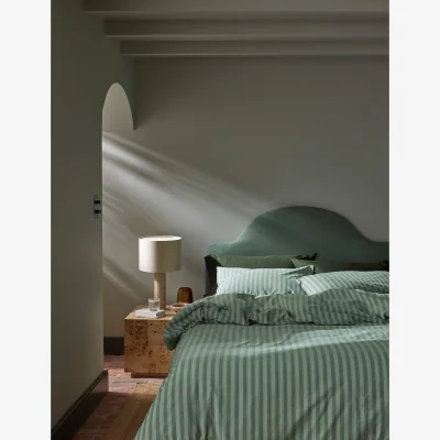 Marks & Spencer Piglet In Bed Pure Cotton Pembroke Stripe Bedding Set Sage