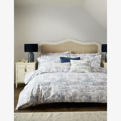 Marks & Spencer Laura Ashley Braysmith Toile Pure Cotton Bedding Set Light Blue Mix
