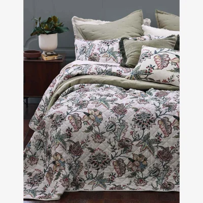 Marks & Spencer MM Linen Cotton Rich Cordelia Bedding Set with Linen Green