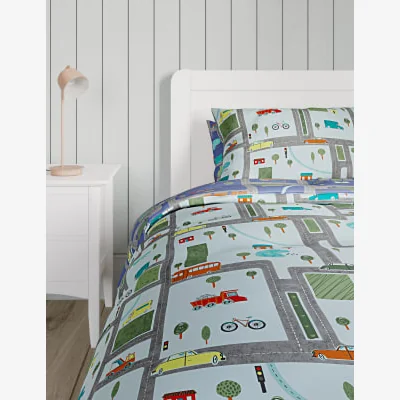 Marks & Spencer M&S Cotton Blend Transport Bedding Set - DBL - Blue Mix, Blue Mix