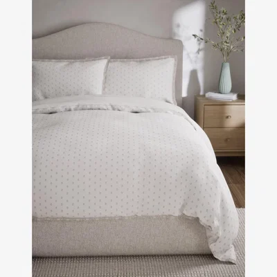 Marks & Spencer M&S Pure Cotton Spotty Jacquard Bedding Set - SGL - Grey Mix, Grey Mix