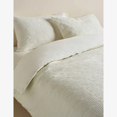 Marks & Spencer M&S Pure Cotton Quilted Waffle 2.5 Tog Bedding Set Dove