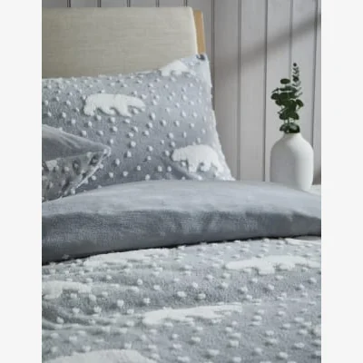 Marks & Spencer M&S Fleece Polar Bear Bedding Set - SGL - Grey Mix, Grey Mix