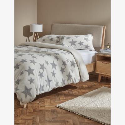 Marks & Spencer M&S  Fleece Star Bedding Set - 5FT - Cream, Cream