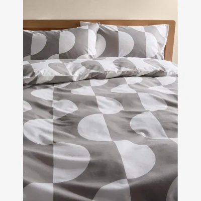 Marks & Spencer M&S Cotton Blend Sliced Spot Geometric Bedding Set Grey Mix