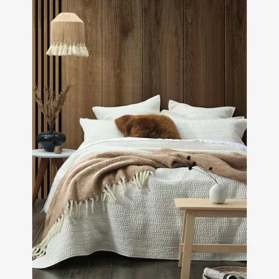 Marks & Spencer MM Linen Pure Cotton Loom Coverlet Set Ivory