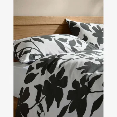 Marks & Spencer M&S Collection Cotton Rich Silhouette Floral Bedding Set - 6FT - Black Mix, Black Mix,Duck Egg