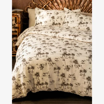 Marks & Spencer Rockett St George Pure Cotton Palm Party Duvet Set Cream Mix