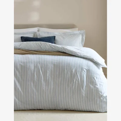 Marks & Spencer YARD Pure Cotton Hebden Stripe Bedding Set Light Blue