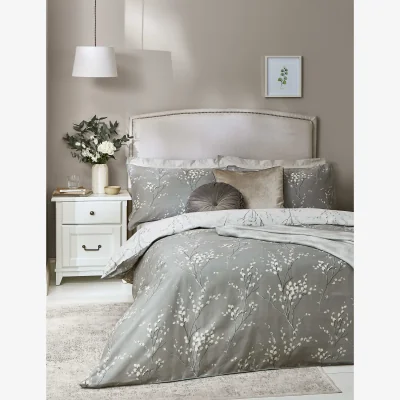 Marks & Spencer Laura Ashley Pure Cotton Sateen Pussy Willow Bedding Set Grey Mix