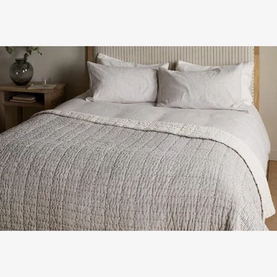 Nkuku nkuku Dipti Cotton & Linen Block Print Bed Quilt | Textiles | Charcoal | 220 x 140 cm