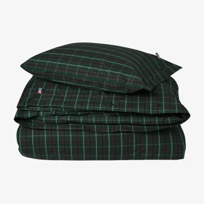 Nordic Nest Lexington Checked cotton percale bedding set Green-navy 50x60 cm/150x210 cm