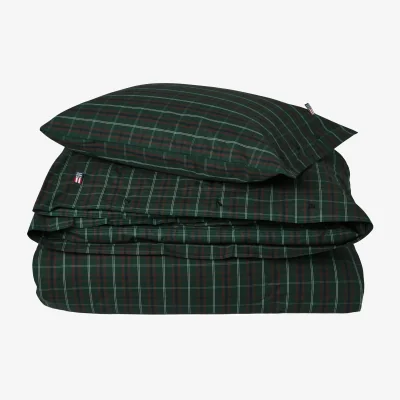Nordic Nest Lexington Checked cotton percale bedding set Green-navy 2 pcs 50x60 cm/1 pc 220x220 cm