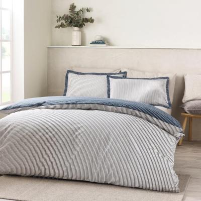 Downtown Catherine Lansfield Oxford Pinstripe Duvet Set - Navy - King