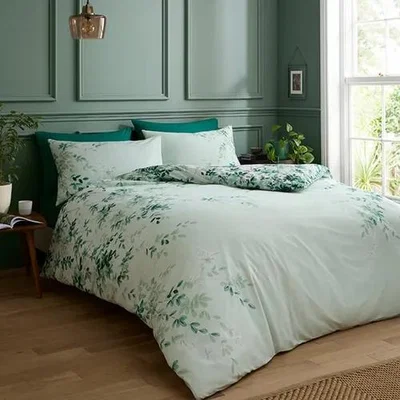 Downtown RHS Scenic Leaves Duvet Set - Green - Super King
