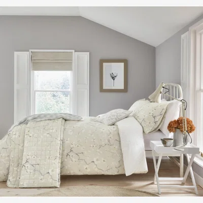 Downtown Sanderson Options Athena Grey Linen Duvet Set - Double, Cotton, Trellis