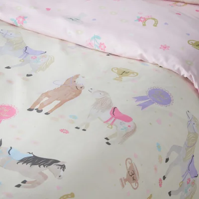 Downtown Catherine Lansfield Happy Horses Duvet Set - Cream - Single