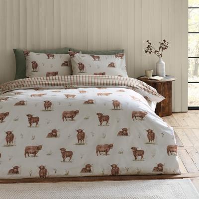Downtown Catherine Lansfield Angus Highland Cow Duvet Set - Natural - Single