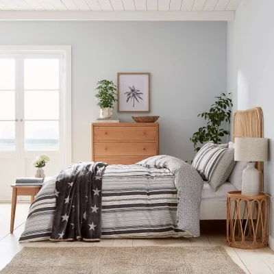 Downtown Helena Springfield Beach House Stripe Duvet Set - Linen/Grey - King