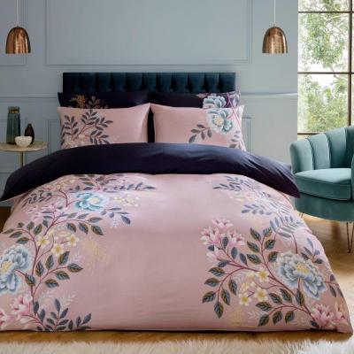 Downtown Sara Miller Oriental Blossom Duvet Set - Pink/Navy - Single In Navy/Pink