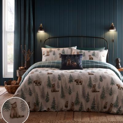 Downtown Dreams and Drapes Bear Walks Duvet Set - Natural - King