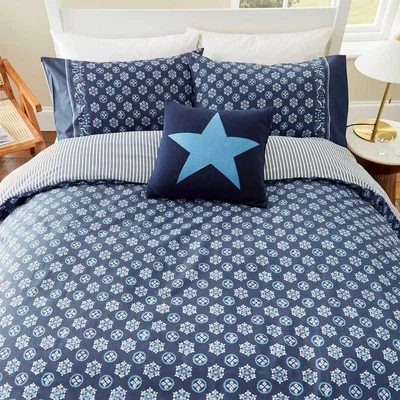 Downtown Helena Springfield Tobay Duvet Set - Cobalt Blue and Navy - Single In Blue/Navy