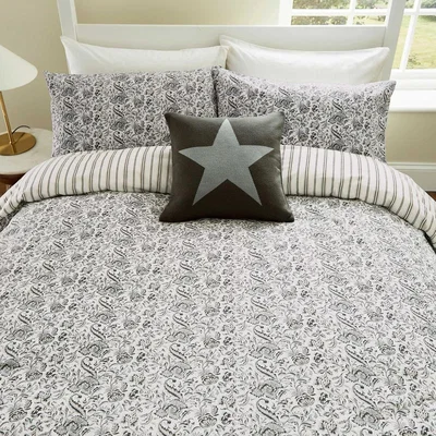 Downtown Helena Springfield Byron Duvet Set - Grey and Linen - Single In Grey/Linen