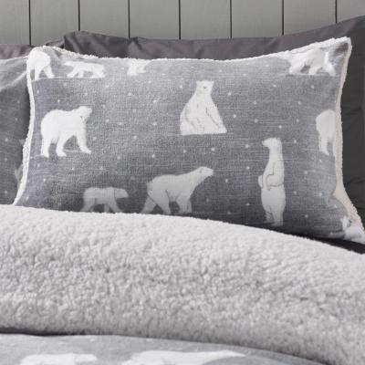 Downtown Catherine Lansfield Cosy Polar Bear Fleece Duvet Set - Grey - King