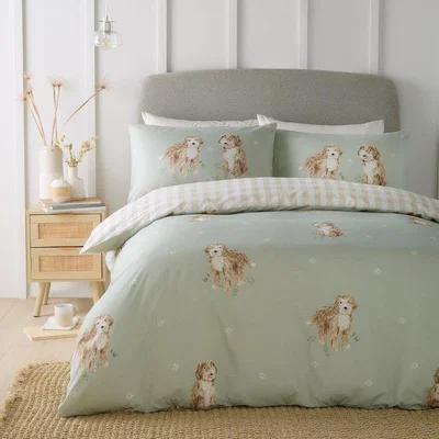 Downtown Fusion Hattie The Cockapoo Duvet Set - Green - Double