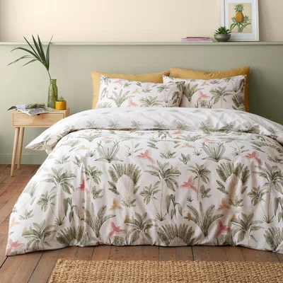 Downtown Catherine Lansfield Paradiso Palm Duvet Set - Natural - Double