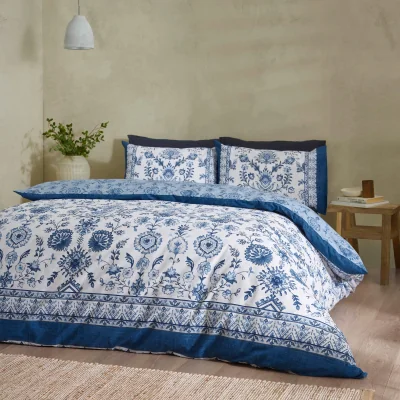 Downtown Catherine Lansfield Zoukara Floral Duvet Set - Blue - King