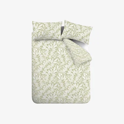 Downtown Catherine Lansfield Sorrel Leaf Duvet Set - Green - Super King