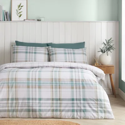 Downtown Catherine Lansfield Cartmel Check Duvet Set - Green - Single
