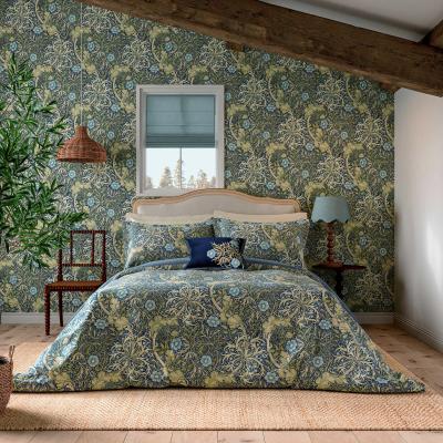 Downtown Morris and Co Seaweed Duvet Set - Cobalt and Thyme - Single In Cobalt/Thyme