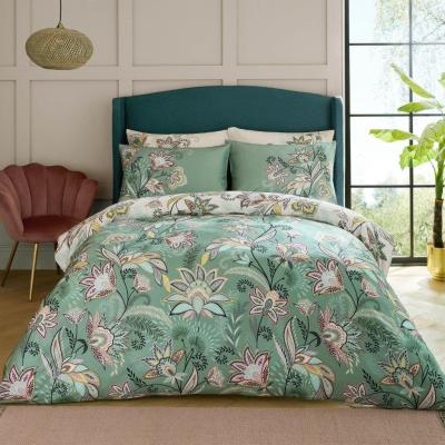 Downtown Sara Miller Passiflora Duvet Set - Sage/Stone - Super King In Stone/Sage