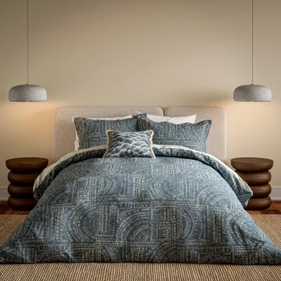 Downtown Harlequin Frescoes Duvet Set - Sapphire - King
