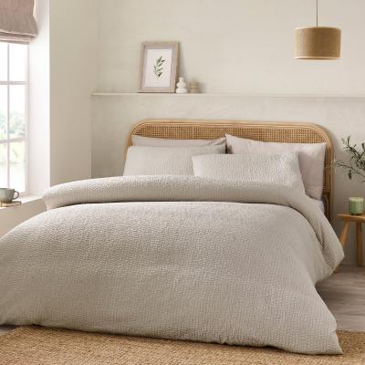 Downtown Catherine Lansfield Crinkle Seersucker Duvet Set - Natural - King