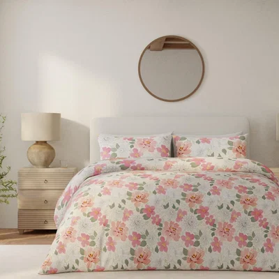 Downtown Vantona Ceci Floral Duvet Set - Pink - Super King