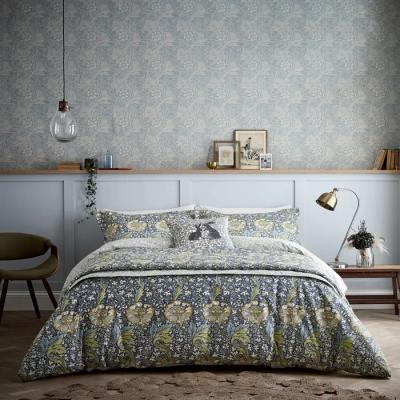 Downtown Morris and Co Kennet Indigo and Gold Duvet Set - Single In Blue