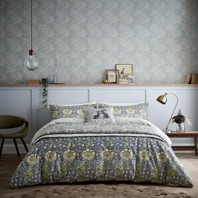 Downtown Morris and Co Kennet Indigo and Gold Duvet Set - Single In Blue