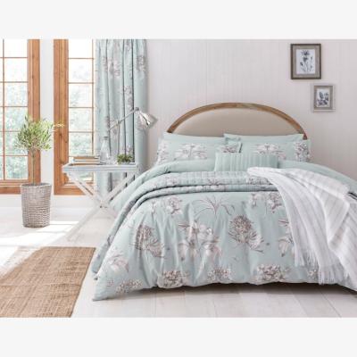 Downtown Sanderson Options Sanderson Option Etchings and Roses Duck Egg Duvet Set - Super King, Cotton, Embroidered