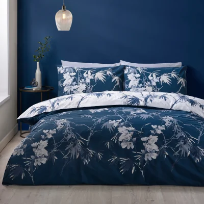 Downtown Catherine Lansfield Kyoto Floral Duvet Set - Blue - Double