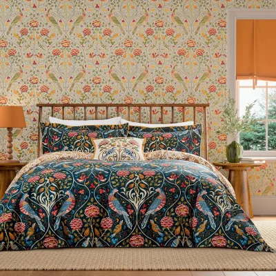 Downtown Morris and Co Seasons By May Duvet Set - Indigo - Super King
