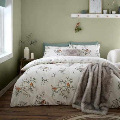 Downtown Catherine Lansfield Snowy Penguin Brushed Cotton Duvet Set - King In White