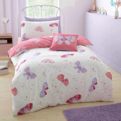 Downtown Bedlam Flutterby Butterfly Pink Duvet Set, Cotton