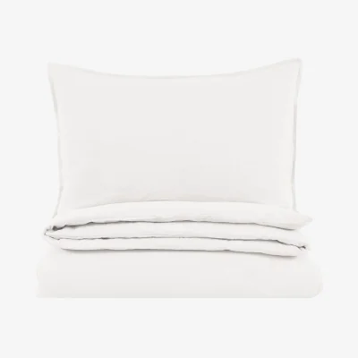 Perch and Parrow Remi Washed Cotton Quilt Cover Set in White, Super King