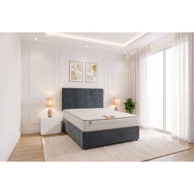 The Range York Hybrid Sprung Orthopaedic Bed Set & Upholstered Headboard Plush - Charcoal / Super King