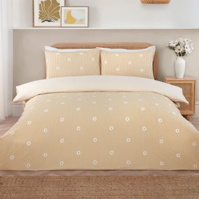The Range Daisy Stripe Duvet Set - Yellow / Single